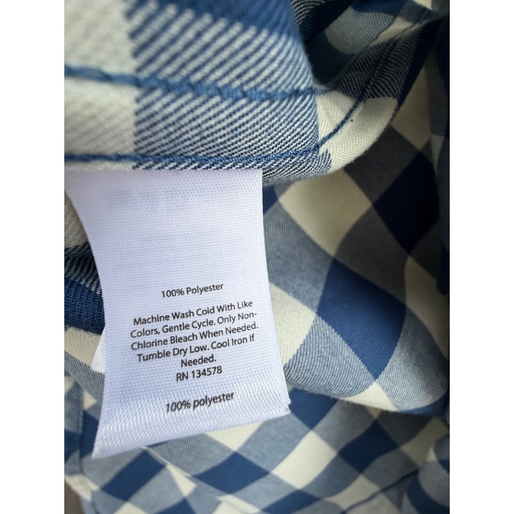 Vineyard Vines Performance Relaxed Shirt Womens 4 Blue White Buffalo Check Plaid - Picture 4 of 5